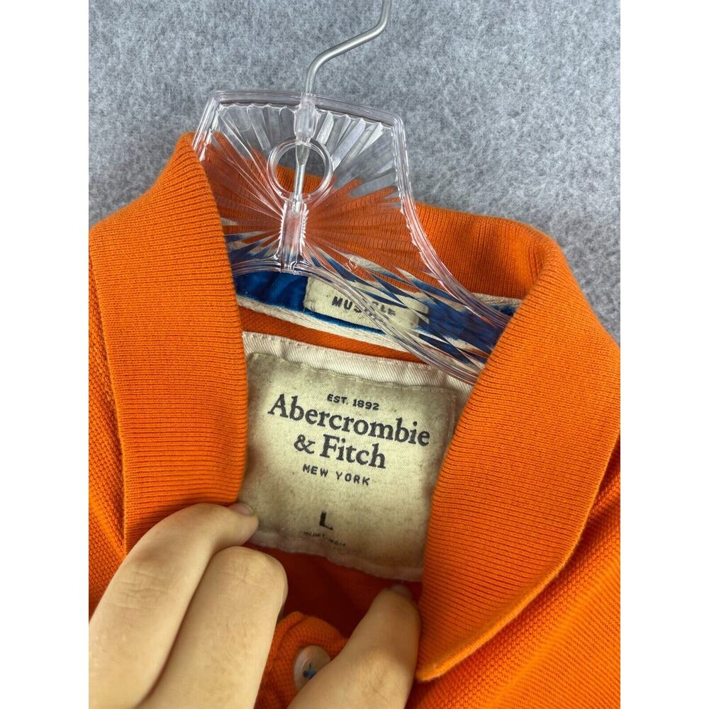 Abercrombie & Fitch Muscle Polo Shirt Youth L Orange Short Sleeve Preppy - Picture 4 of 9